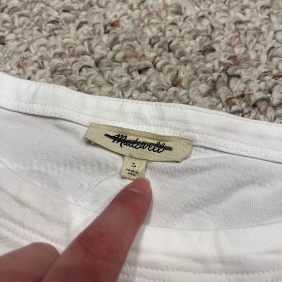 NWT Madewell Cinched Crewneck Tank Sz L White Casual Basic - Picture 4 of 8